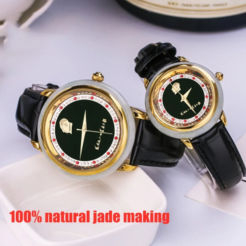 BRAND LUXURY 2019 NEW MEN WATCH NATURAL QUARTZ JADE 100% WOMAN WATCHES PERSONALITY POPULAR COUPLE CLOCK TOP BUSINESS MAN WATCHES