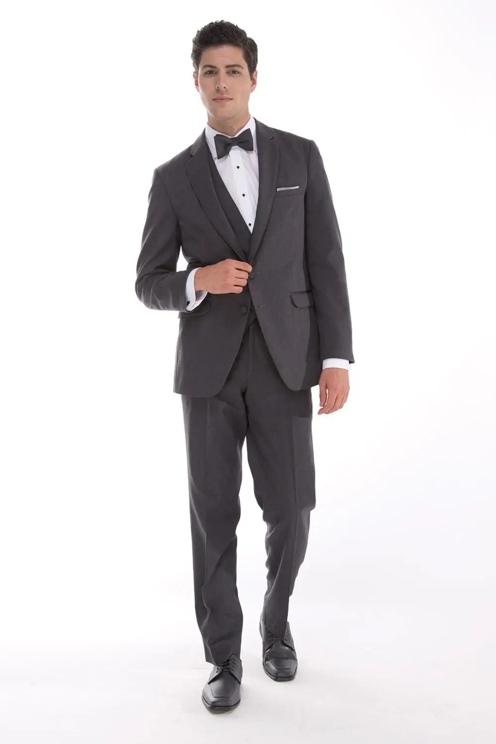 

Groom Wear 2022 Formal Tuxedo Charcoal Gray Men Suits 3 Piece Wool Bleed
