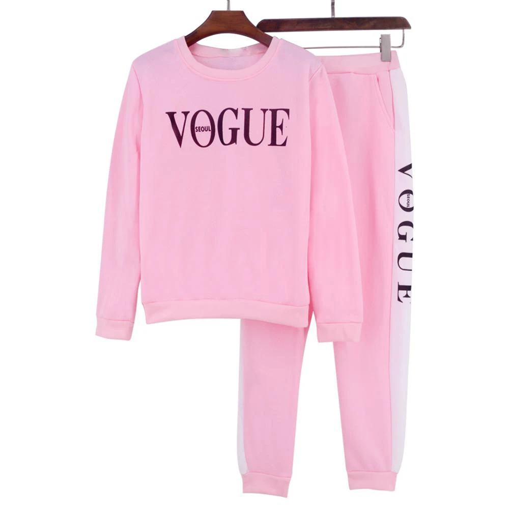 Женский спортивный костюм осень-зима 2019 женский VOGUE с буквенным принтом
