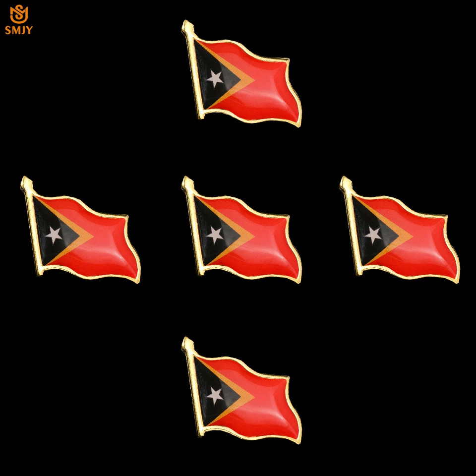 

5PCS East Timor Waving Flag Enamel Lapel Pins Patriot Proud Brooch Suit Butterfly Buckle Wearable Banner Badge Brooch Collection