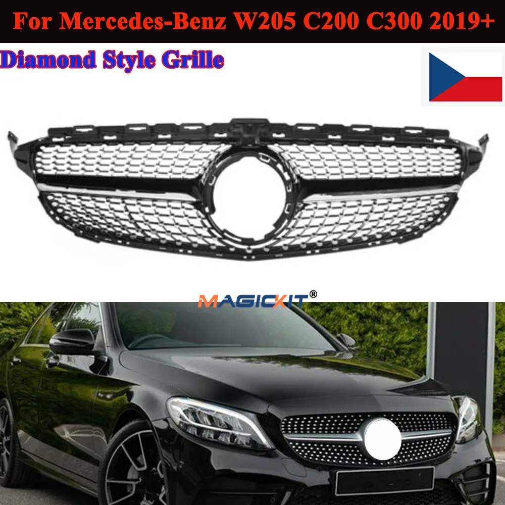 

MagicKit для Mercedes C Class W205 C205 2019 + Алмазная решетка AMG, стильный гриль с камерой