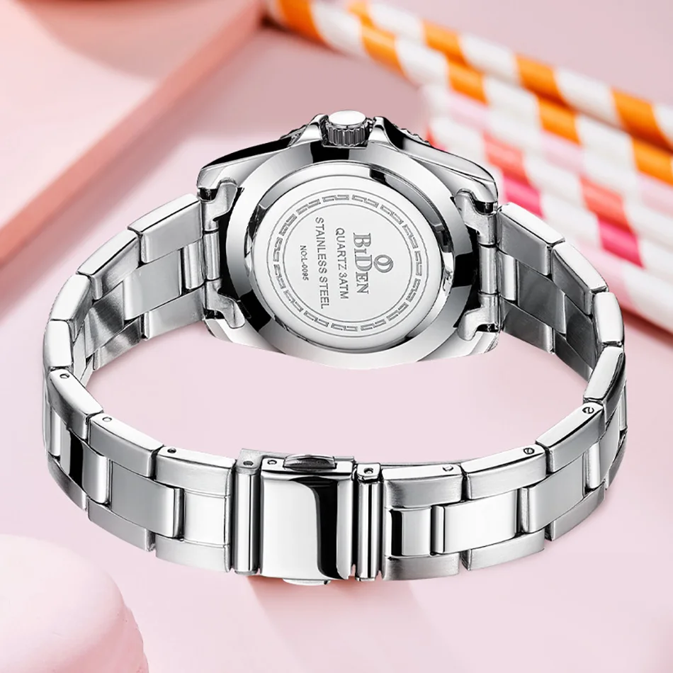 Tops Women Watches Luxury Brand BIDEN Ladies Gift Quartz Stainless Steel Wristwatch Business Casual Calendar Rose Gold Watches