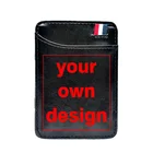 Персонализированный кожаный кошелек для карт, индивидуальный собственный дизайн, фирменный логотипизображение, короткий кошелек, держатель для карт, высокое качество