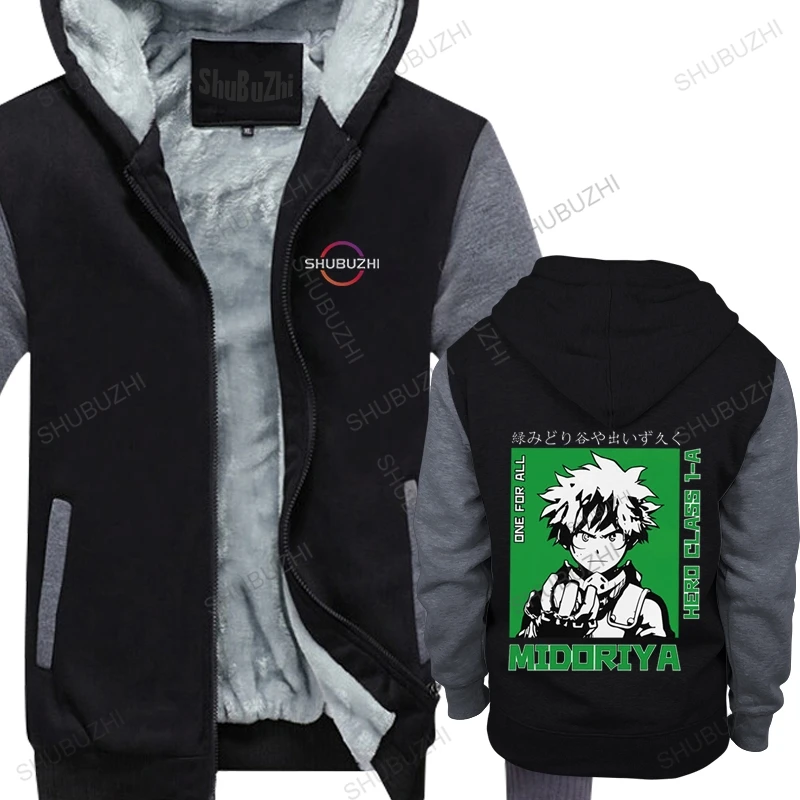 

Новинка, Мужская зимняя Толстовка Izuku Midoriya, толстовка из мягкого хлопка на молнии, зимние толстовки с капюшоном в стиле аниме «Моя геройская ...