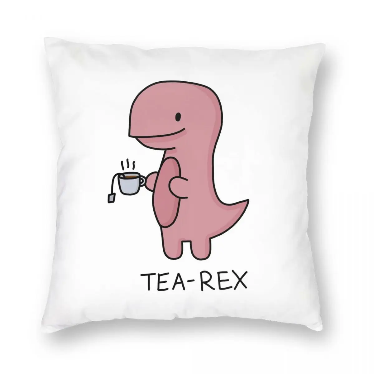 

Tea-Rex Illustration Pillowcase Polyester Linen Velvet Pattern Zip Decor Pillow Case Car Cushion Cover 18"