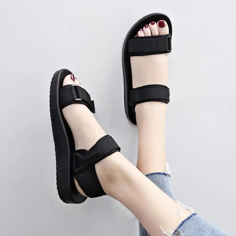 

Women Outdoor Beach Sandals Solid Color All-match Waterproof Rubber Round Head Toe Sandals Women Supply Durable Sandals
