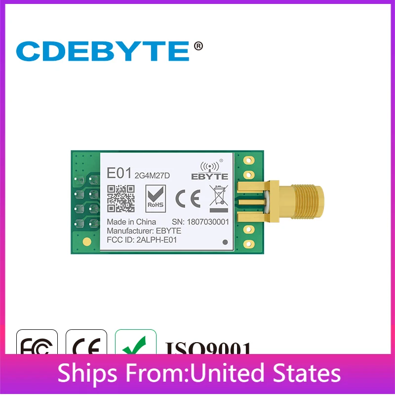 

2PCS CDEBYTE E01-2G4M27D nRF24L01 PA LNA 2.4GHz Long Range Transceiver nRF24L01P Wireless RF Transmitter and Receiver IoT