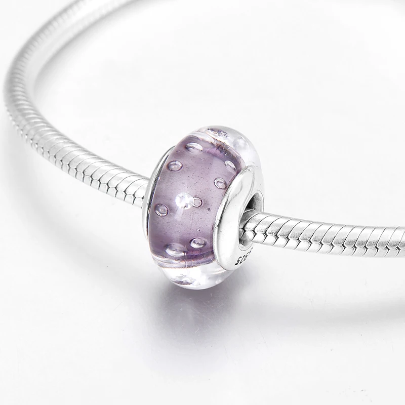 2018 Горячие 925 стерлингового серебра круглые прозрачные Пузырьковые фиолетовые