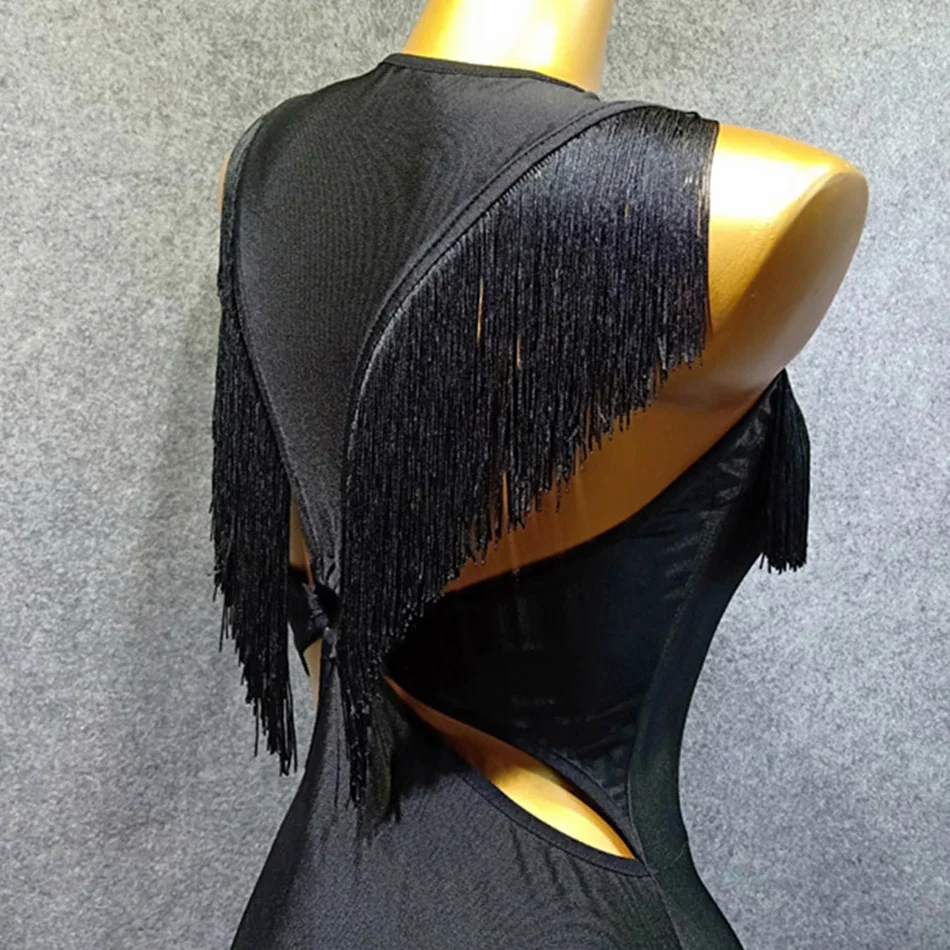 Сексуальный женский боди без рукавов с кисточками для латинских танцев топы