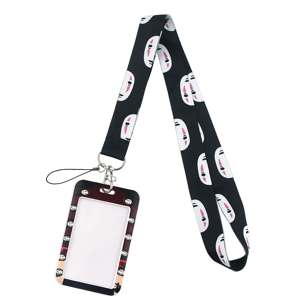 LX612 Anime Black Charcoal And Faceless Man Lanyards For Key Badge Gym Key Chain Lanyard Key Holder DIY Hang Rope Keychain