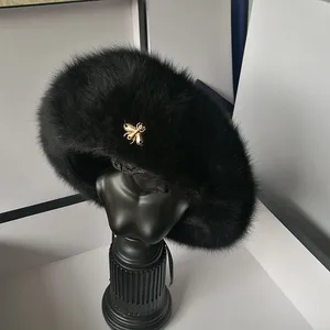 Women hat Wool Solid Color Beret Caps Female Bonnet Gold Bee Rabbit fur caps Lady Painter All Matche