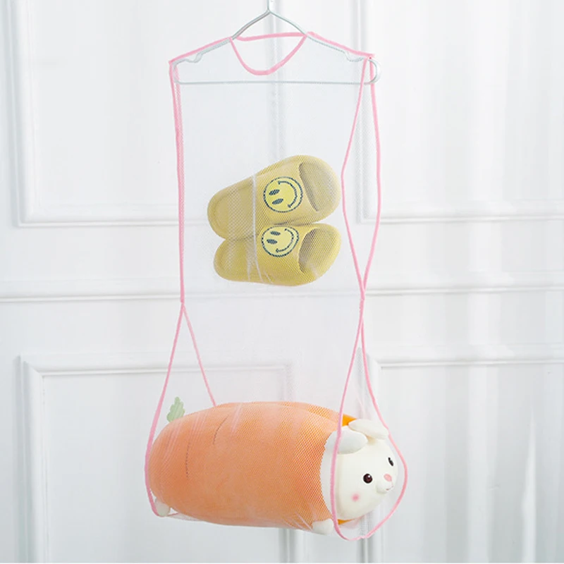 Сетчатый органайзер для сушки игрушек подушек мешок белья подвесной двухслойный