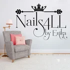 Фотообои с надписью Crown переводные наклейки, персонализированный для салона красоты и маникюра, LC1515