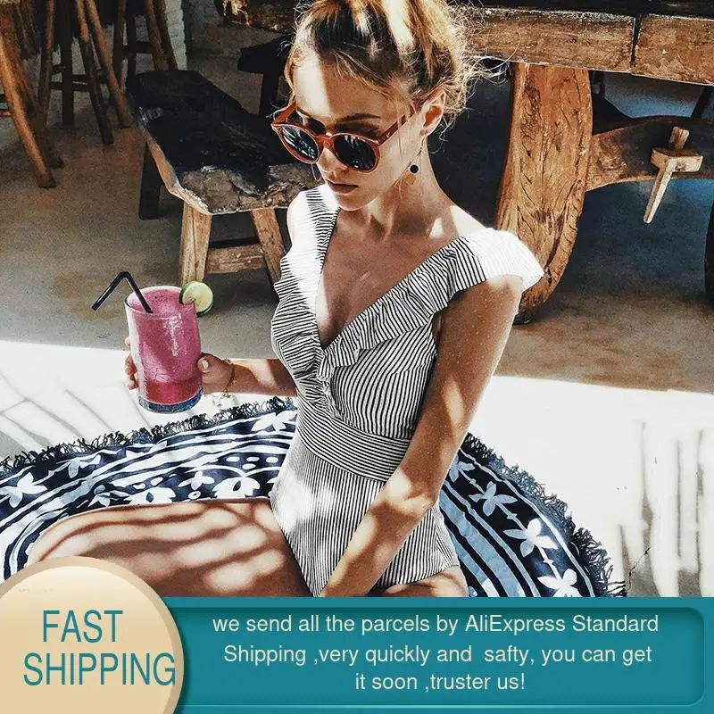 Женский купальный костюм GareMay бикини с высокой талией пляжная одежда полосками