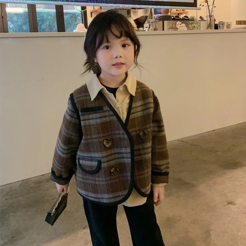 

Girls Boys Baby's Kids Coat Jacket Outwear 2021 Hot Warm Plus Velvet Thicken Winter Autumn Buttons School Fleece Children's Clot