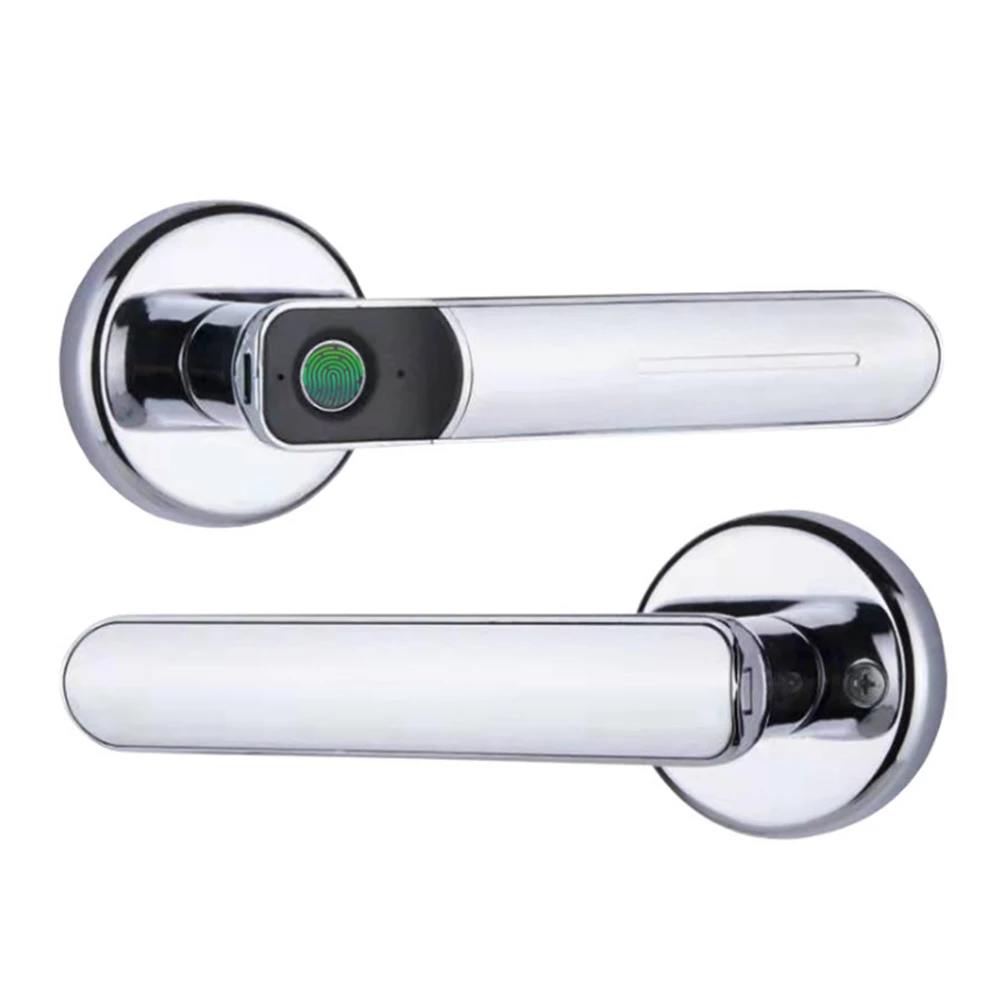 

Smart Home Door Lock Keyless Entry Works Biometric Fingerprint Electric Handle Wooden