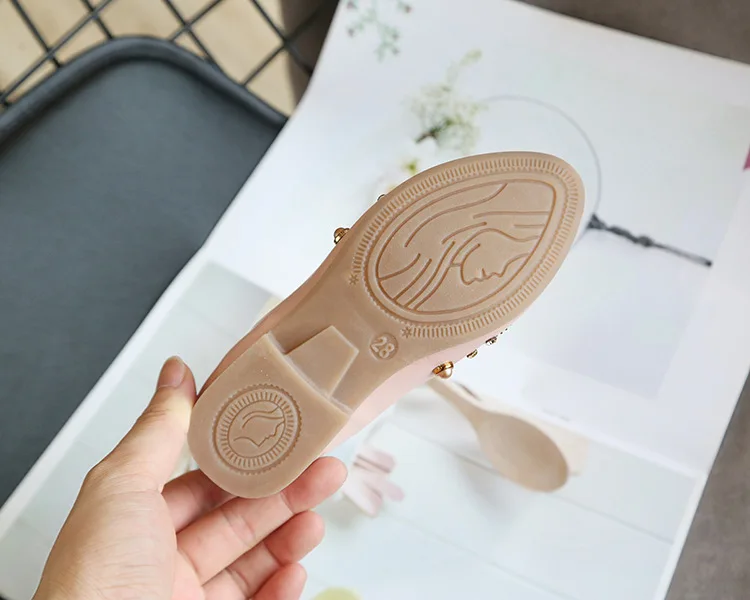 Жемчужные детские тапочки для девочек принцесса плоская обувь мягкая подошва