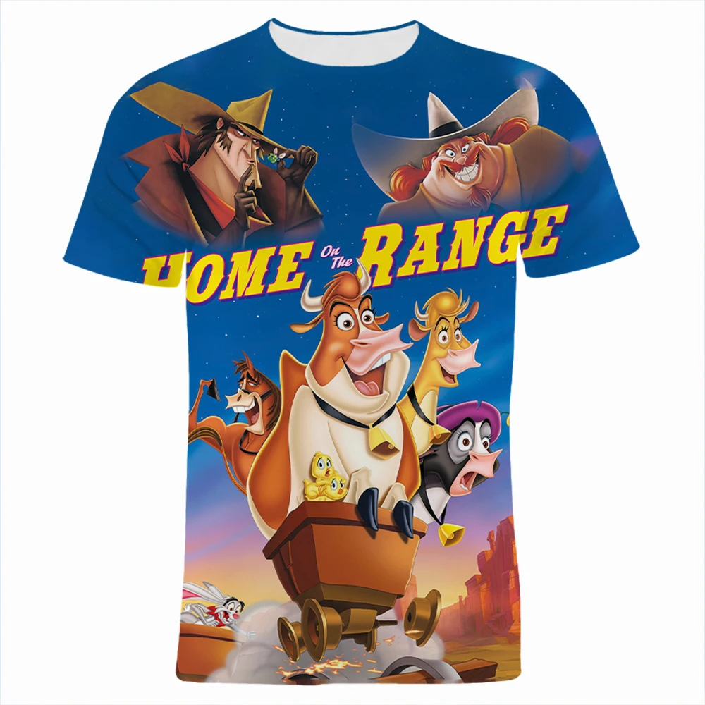 

T Shirt For Men Summer Disney Home on the Range Women T-shirt Fashion Cartoon Anime 3D Print Children Tee Shirts
