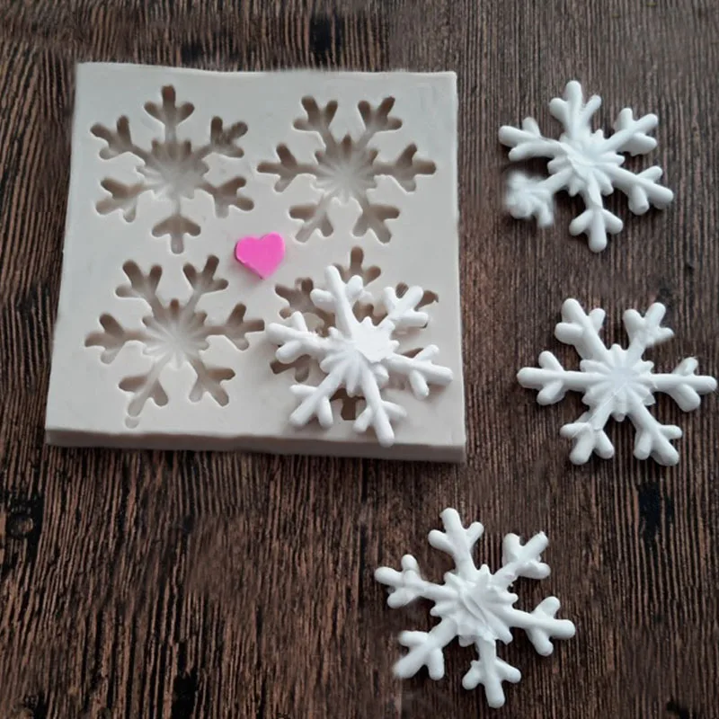 DIY Рождественское украшение для торта помадка силиконовая форма 4 полости