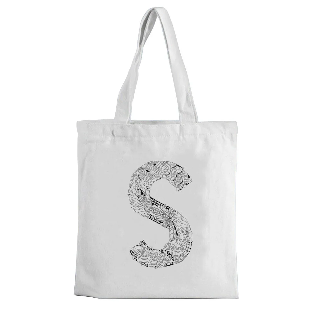 

Canvas bag alphabet picture print canvas bag casual white shoulder bag fashion tote bag environmentally friendly shopping bag