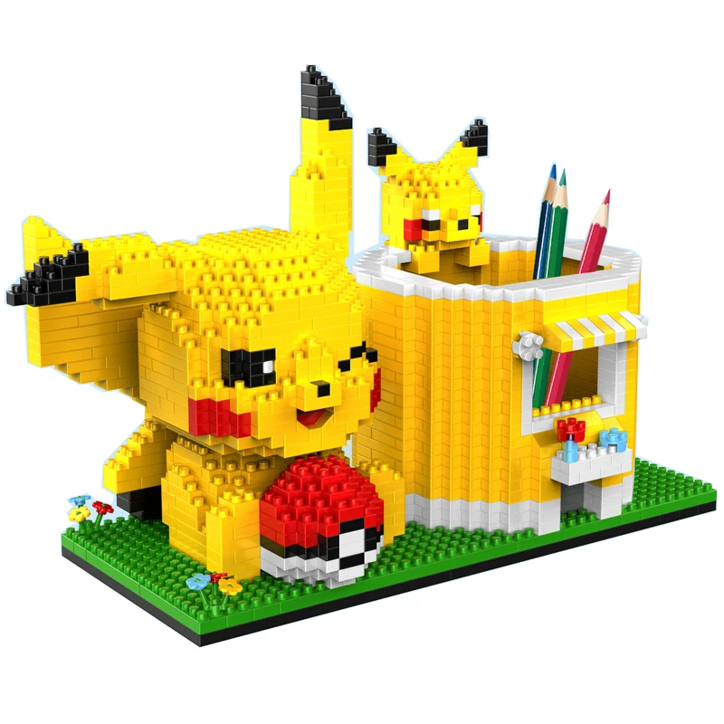 Juego de bloques de construcción de Pikachu para niños, Mini bolígrafo de Pikachu creativo de Pokémon, de dibujos animados, modelo clásico de película, regalo