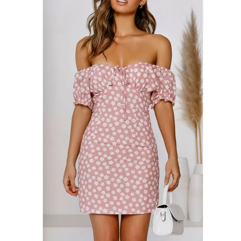 

Fashion Women Lady Off Shoulder Wrap Dress Floral Ruffle Summer Women Dress Hot