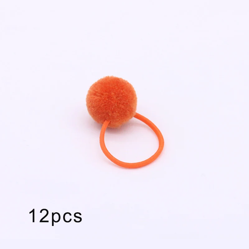 orange 12 шт., меховой шарик, эластичная резинка для волос для девочек, конский хвост, держатели, плюшевый шар, кольцо для волос, женский эластичный галстук для волос, аксессуары, Резиновая лента для волос - Цвет: orange