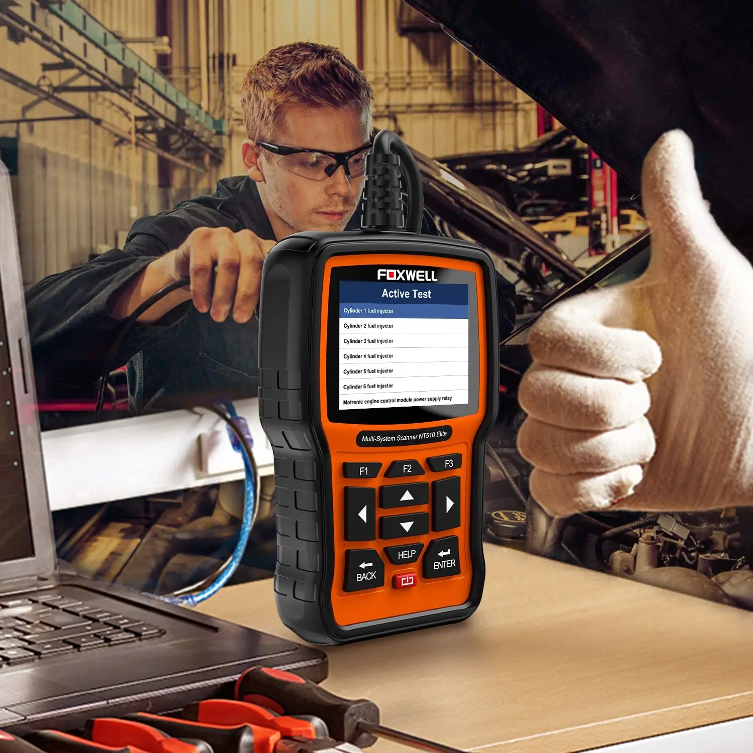 FOXWELL NT510 Elite полная система OBD2 автомобильный сканер двунаправленный активный тест
