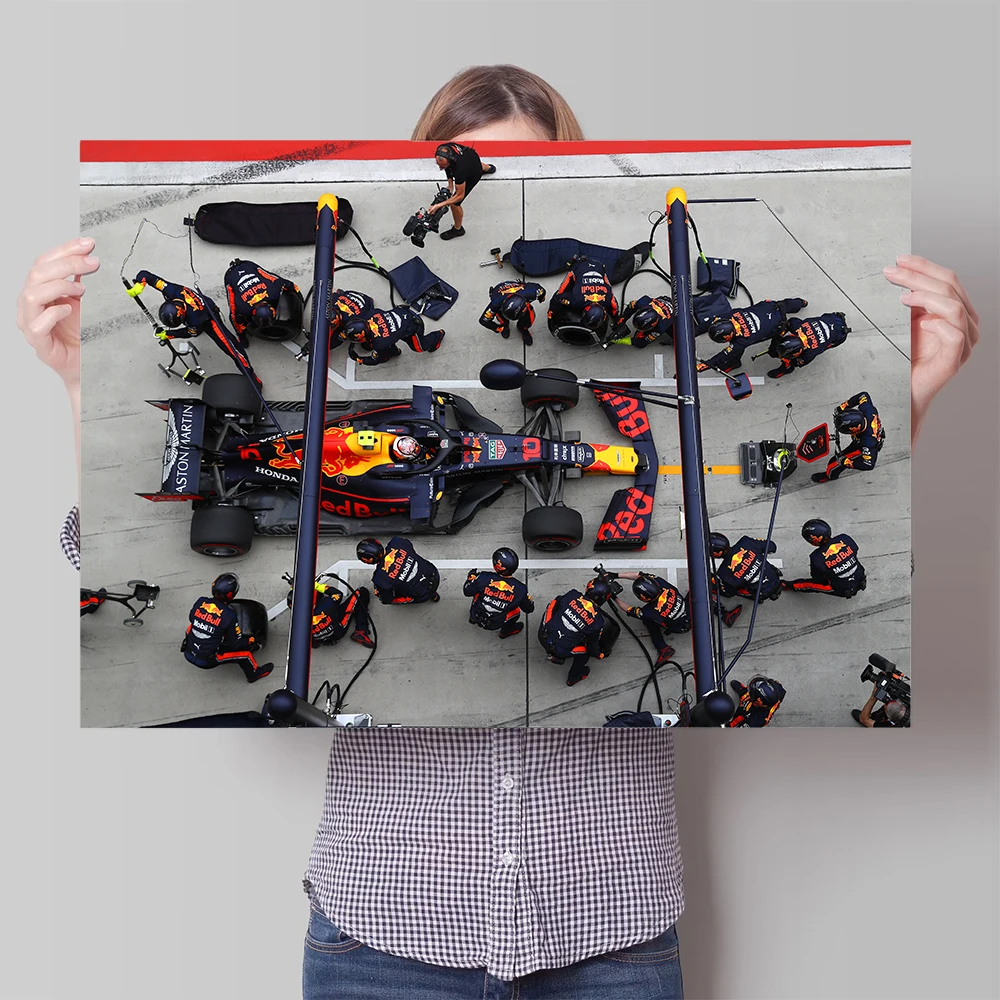 Формула 1 плакат Red Bull Motorsport Max Verstappen Питстоп Холст Настенная картина для гостиной