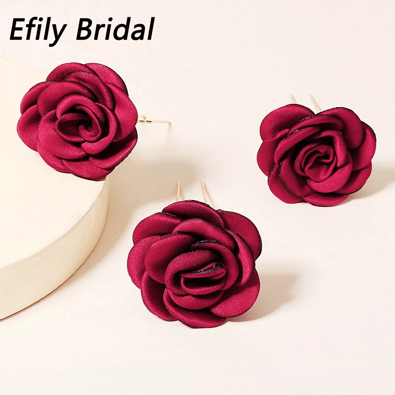 Efily 3 шт./лот вилки для волос с цветком розы Заколки женщин аксессуары вечеринки