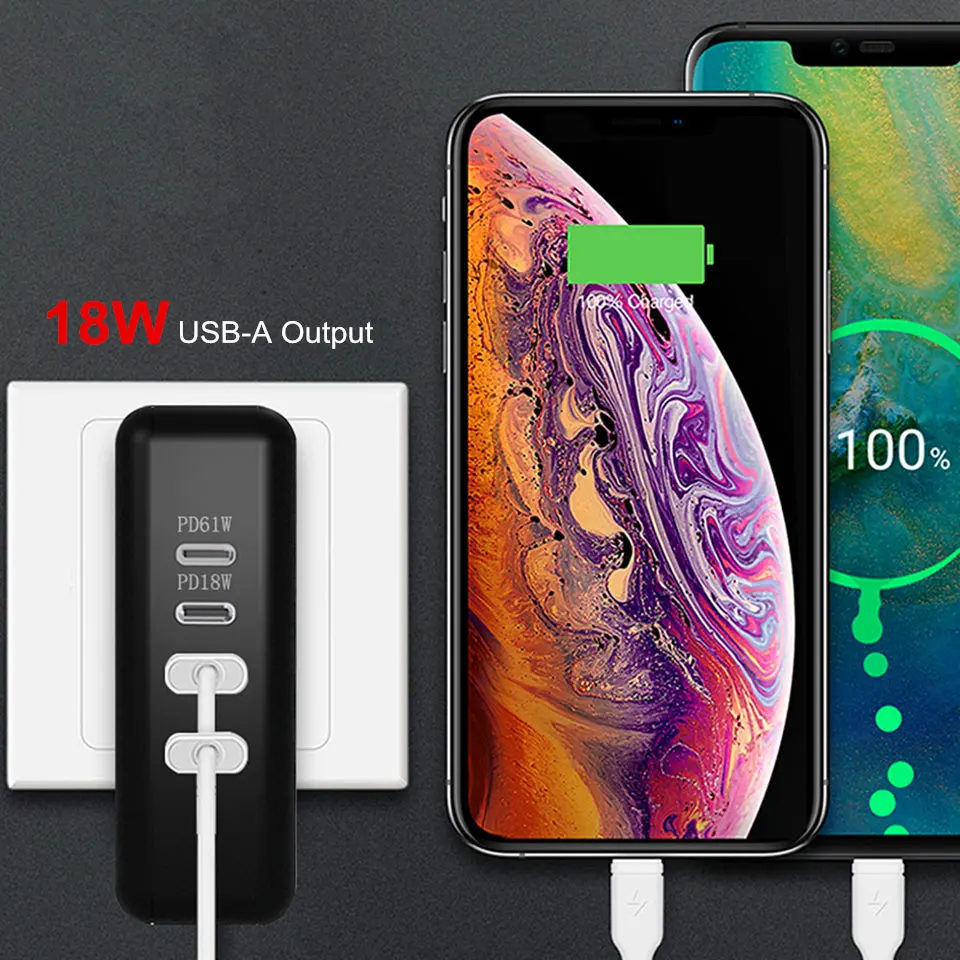 61 Вт usb type C универсальное быстрое зарядное устройство Quick Charge 3,0 Для Macbook Pro Air hp lenovo Asus Xiaomi huawei iPhone mate телефон ноутбук