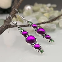 bohemian luxury vintage personality purple crystal emerald earrings drop shaped cut long womens 2021 earrings jewelry