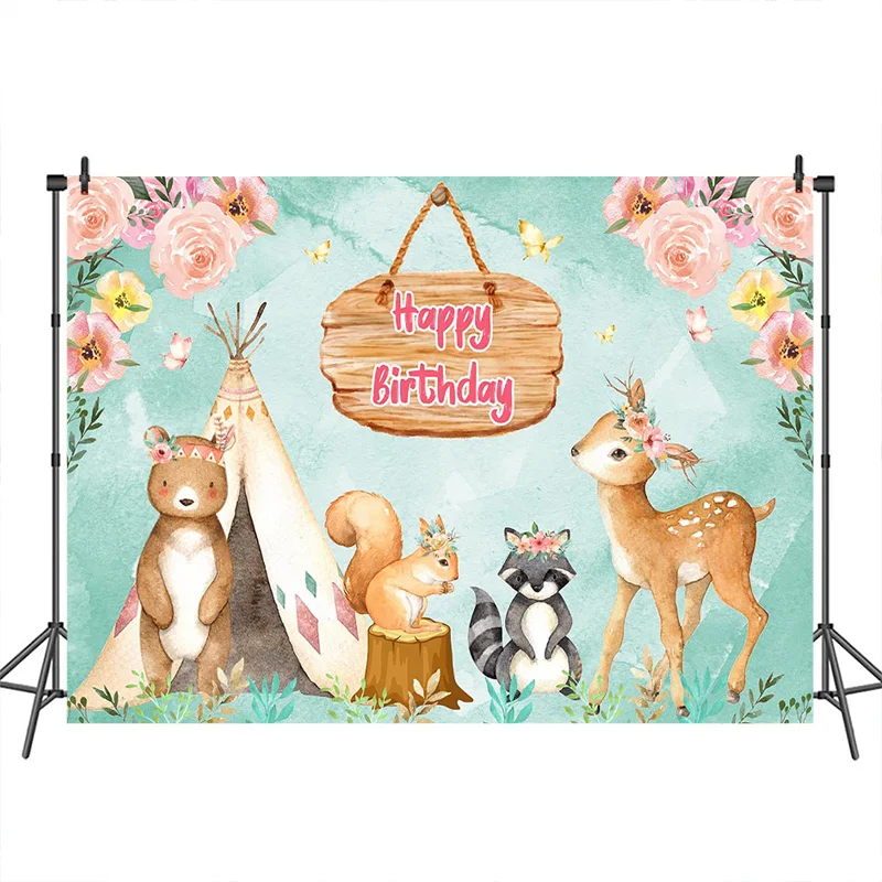 

Фон для фотосъемки на день рождения с изображением животных в джунглях сафари фон для фотосъемки на день рождения торт стол Баннер для киос...