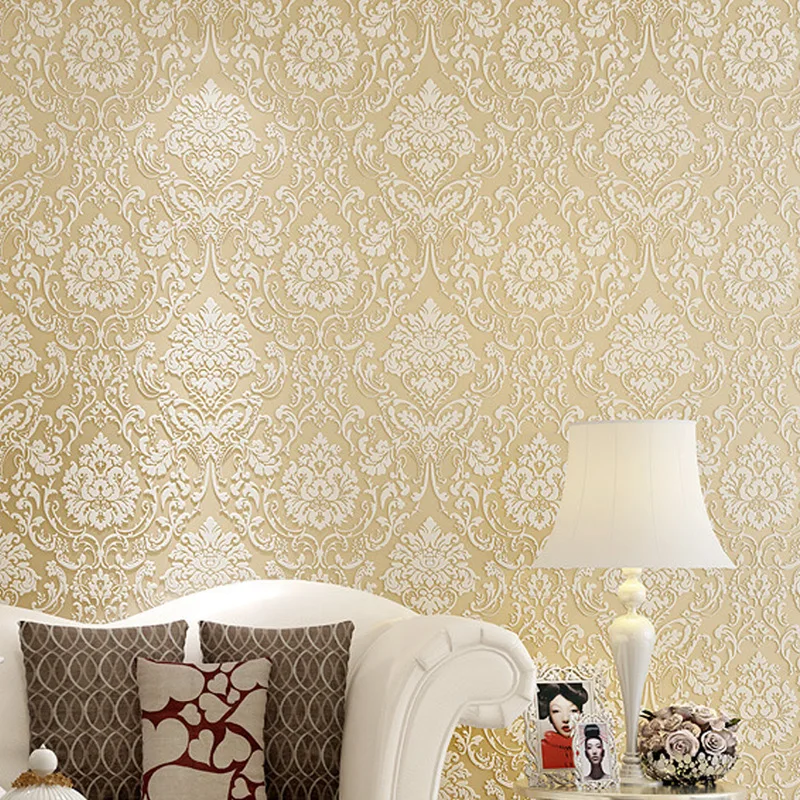 

European Damascus Non-woven Wallpaper Living Room Dining Room Bedroom Background Wallpaper Papier Peint Mural 3d