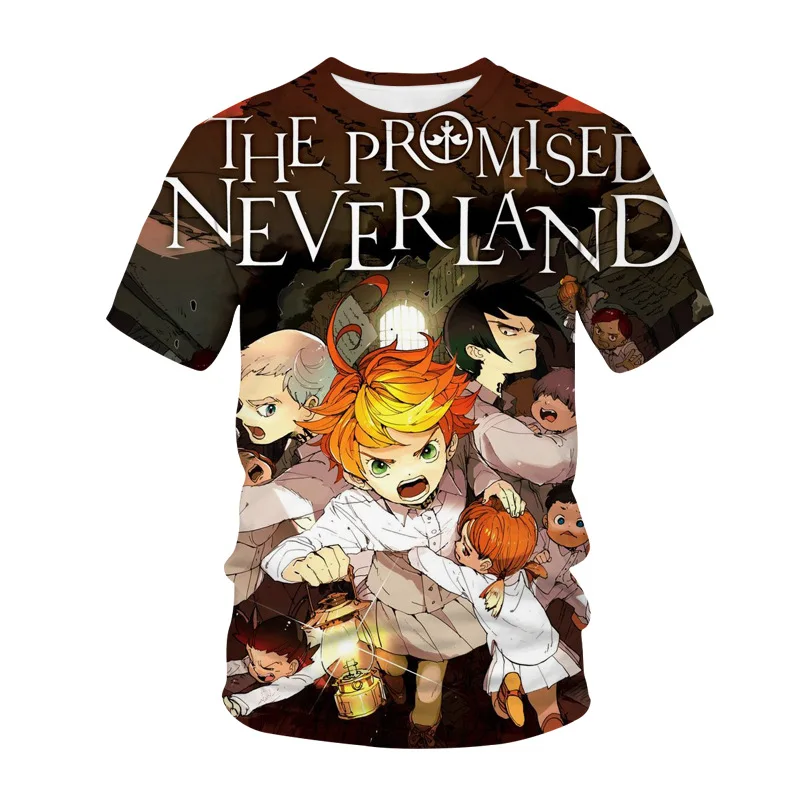

Summer Short Sleeve T-Shirt Anime The Promised Neverland Casual Comfortable Round Neck Cosplay Unisex Cool 3D Printing Tops