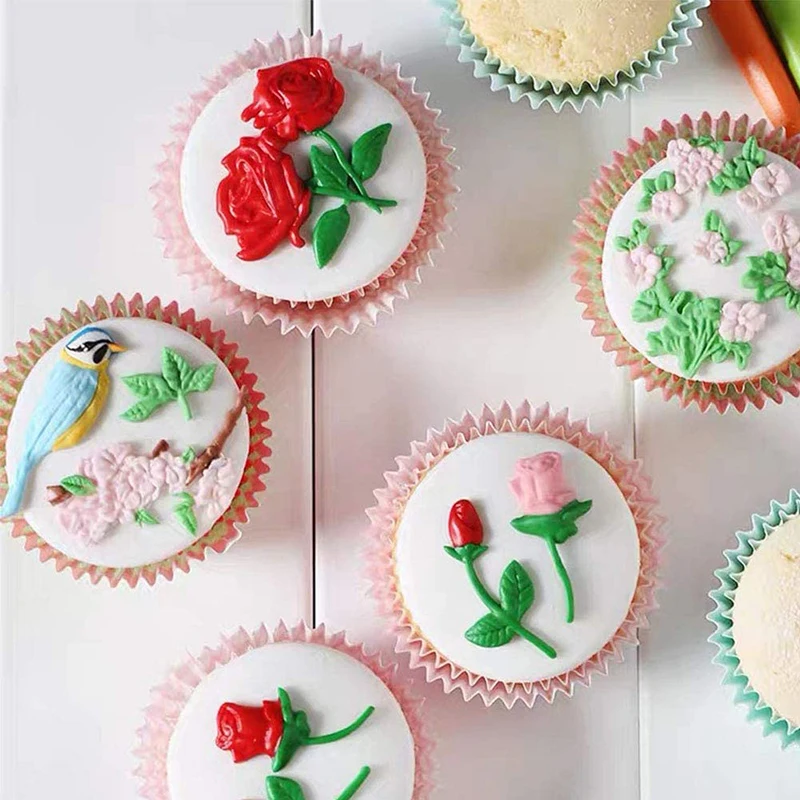 Rose Flower Stems Birds Silicone Fondant Mold Baking Chocolate Cake Decorating Tool Temperature Resistance | Дом и сад