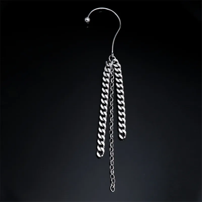 В стиле хип-хоп панк с бахромой Для мужчин серьги повесив металлической цепью без