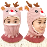 boy girl beanie protect neck cartoon animal hat warm knitted shawl windproof winter kids hat kids girls earflap caps 2 6 years
