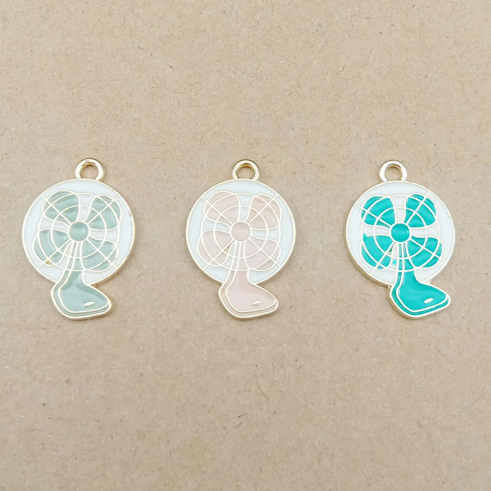 

10pcs 14x21mm enamel electric fan charm for jewelry making cute earring pendant necklace bracelet charms