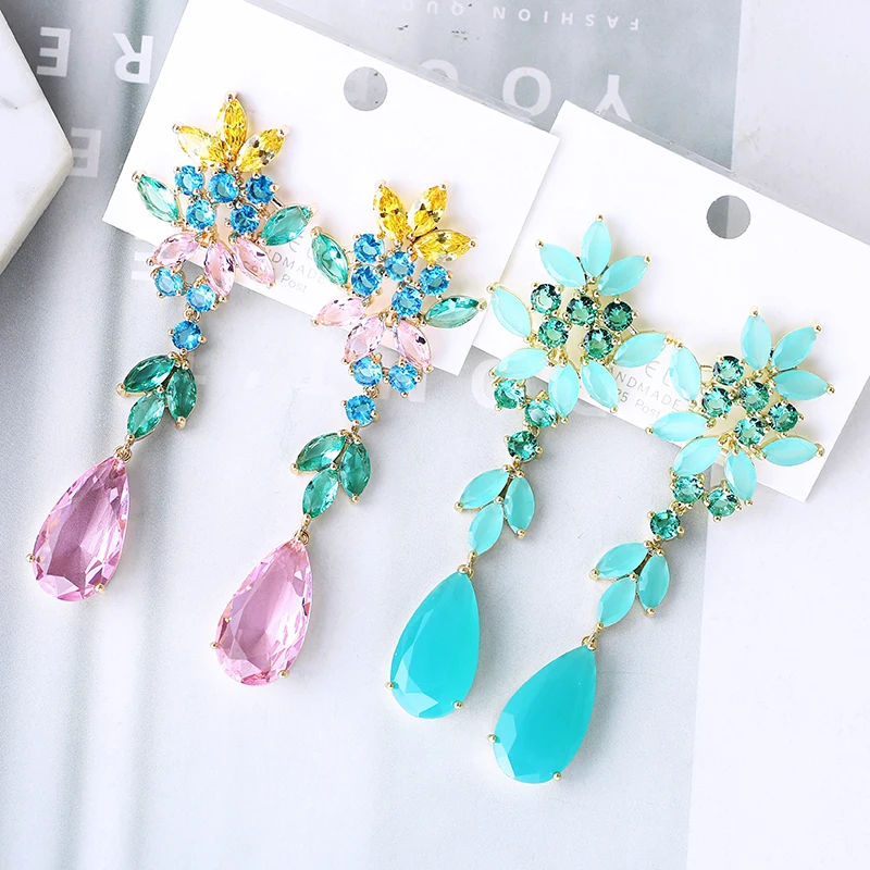 Новинка Разноцветные серьги подвески в виде больших капель воды красивые