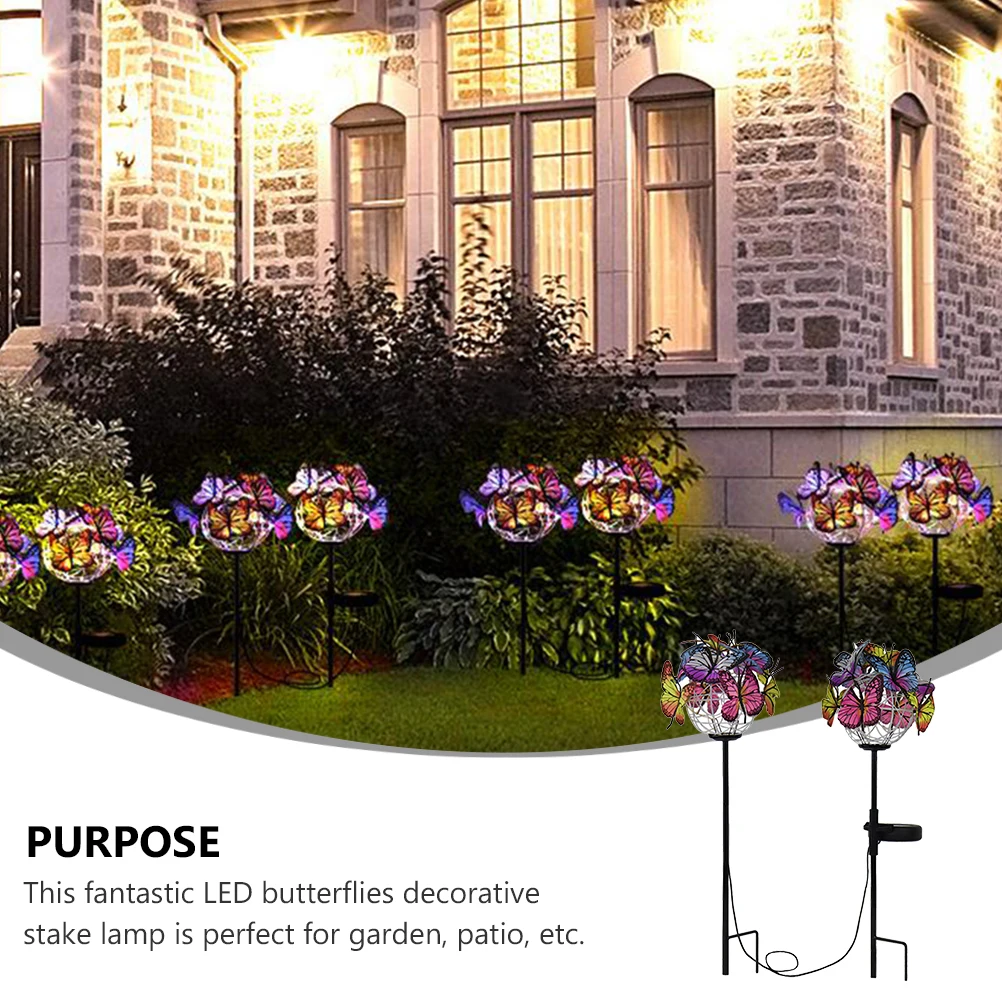

1 Set Outdoor Decorative Creative Butterflies Lamp Butterflies Stake Light Solar Garden Light