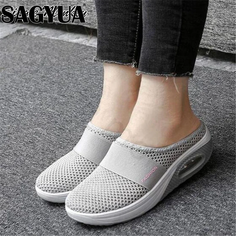 

Mesh Fashion Shallow Wedges Casual Women Shoes 2021 New Autumn Flats Platform Designer Slippers Breathable Sport Mujer Zapatos