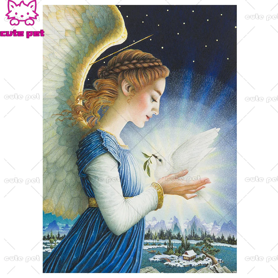 5D DIY Алмазная картина полностью квадратная круглая дрель мир и ангел алмазная