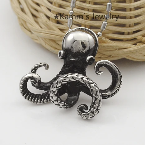 

AMUMIU Octopus Mens Animal Rocker Punk Hit hop New Stainless Steel Pendant Necklace Fashion Heavy Cool Wholesale KP944