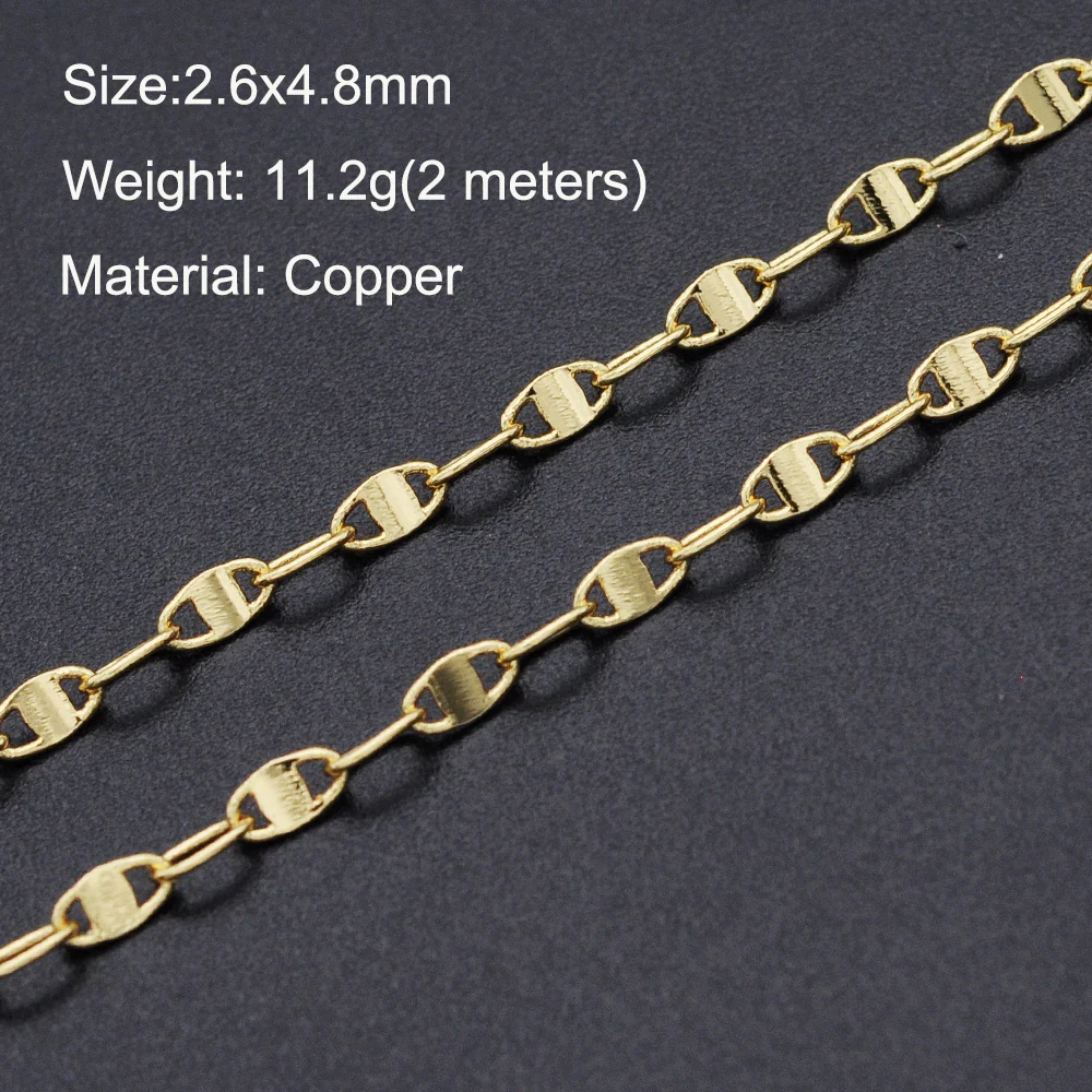 

2 Meters/lot 3x5mm Gold Plated DIY Jewelry Link Chain Wholesale Top Quality Necklace Making Chains OEM Order Accept