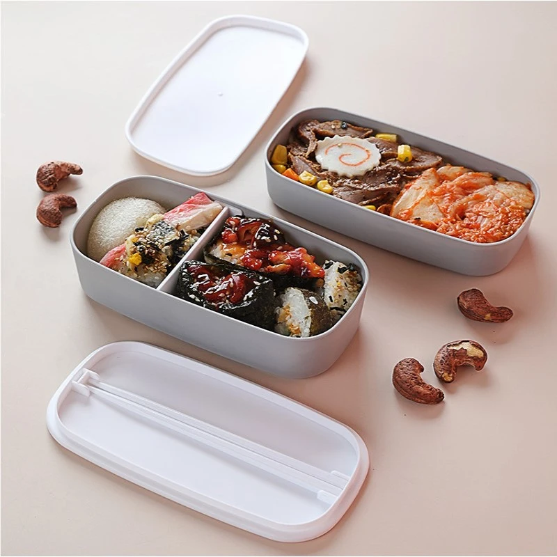 2 слоя Bento Box экологичный Ланч бокс пищевой контейнер для еды из пластика с