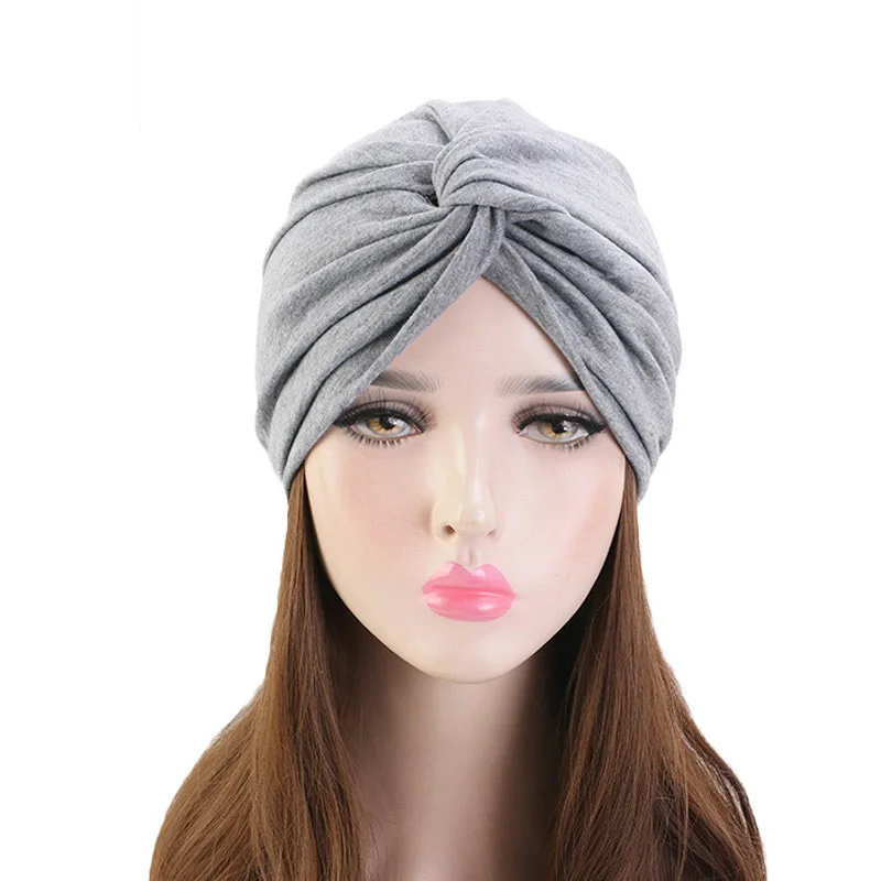 Однотонные хлопковые шапки-тюрбаны для женщин витые головные повязки в стиле