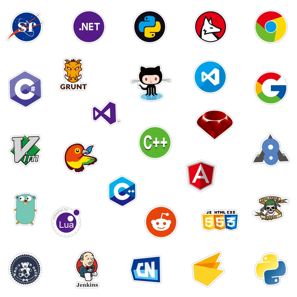 100 шт. интернет-Java JS Php Html облачный Docker Bitcoin язык программирования приложение