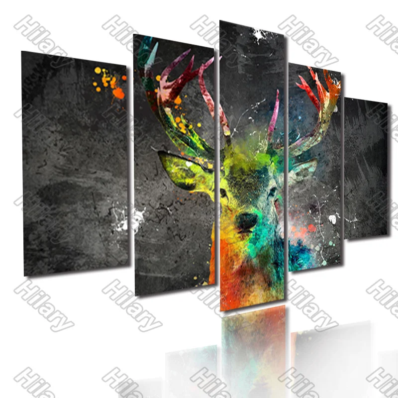 

Poster Animal Colorful Deer Canvas Painting 5Pcs Posters Painting Wall Art Decoration for Living Room and Bedroom Frameless