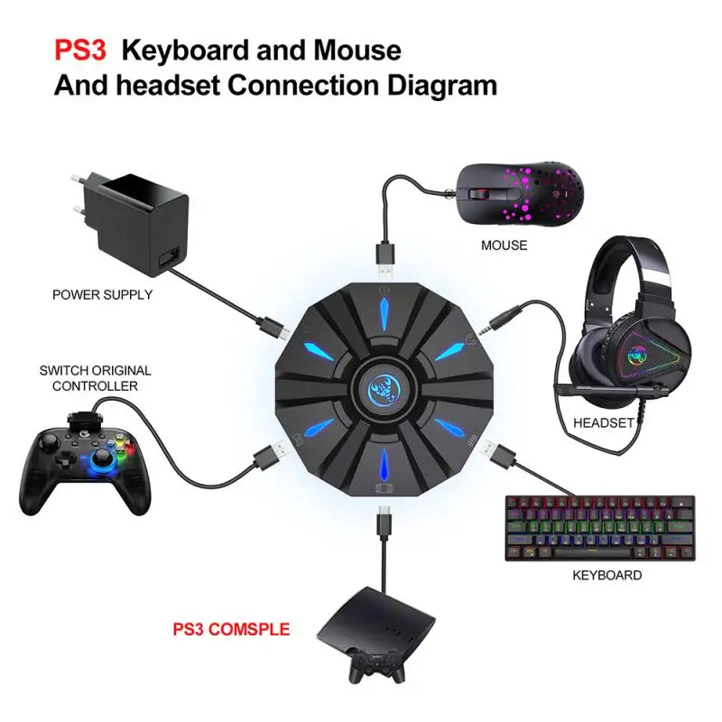 HXSJ/P9 контроллер игровая клавиатура мышь конвертер адаптер для PS4 / PS3 Xbox One